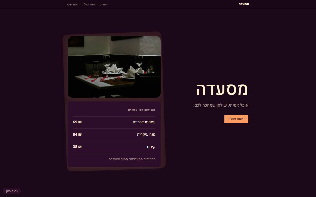 צילום מסך של מסעדה