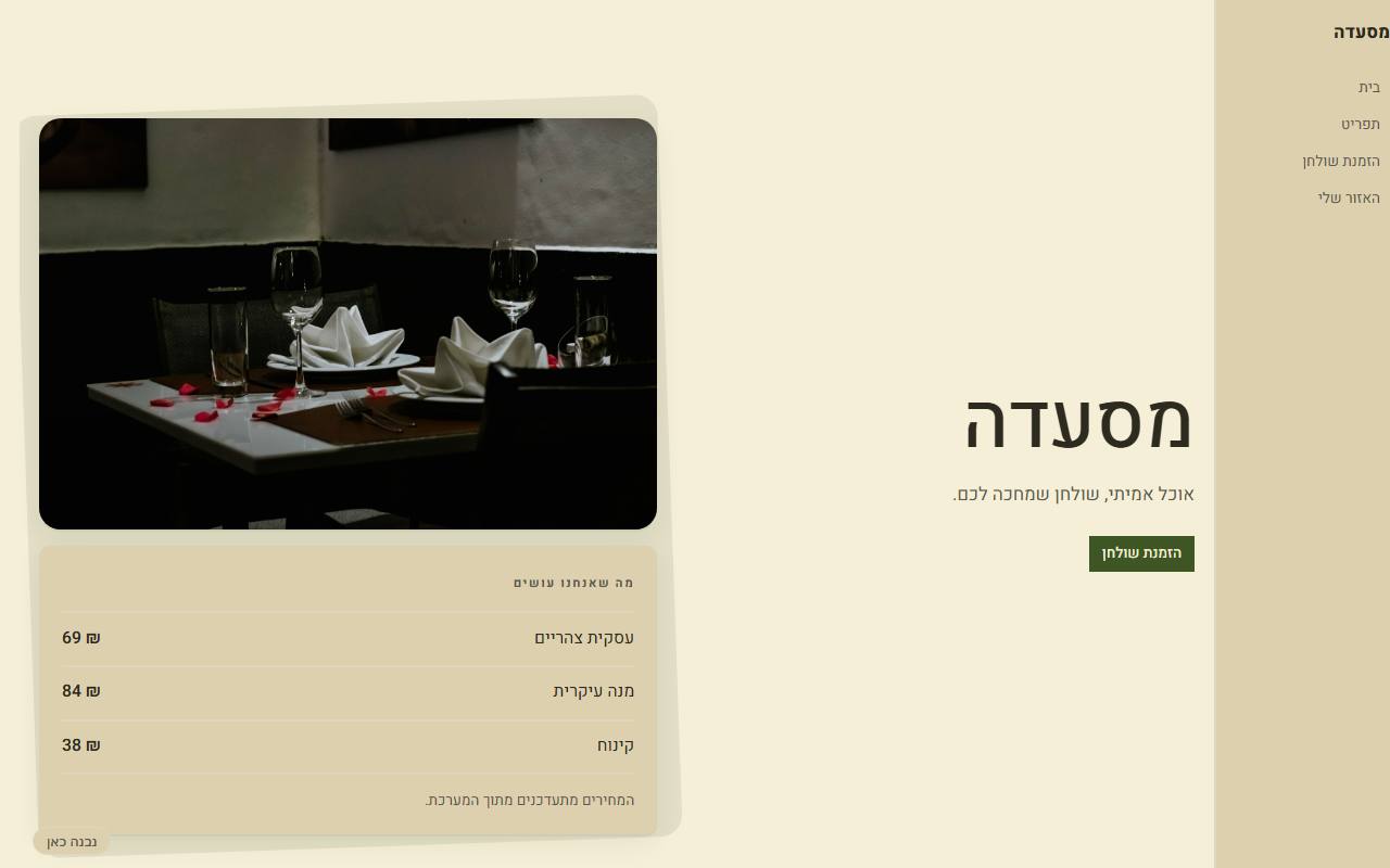 צילום מסך של מסעדה