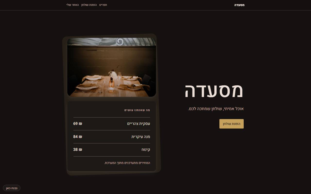 צילום מסך של מסעדה